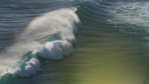 Big Powerful Wave Crashing in Slow Motion - Beautiful tropical turquoise ocean in Bali.
