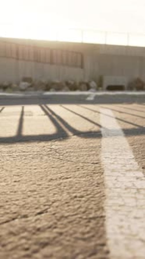 Empty Beach Car Park Spaces Covered in Asphalt