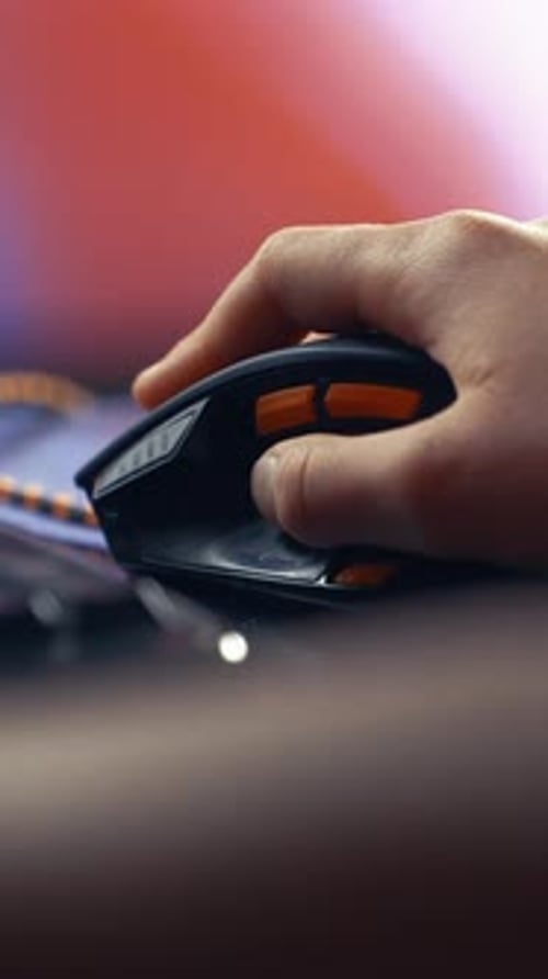 Hand Using Computer Mouse Close Up