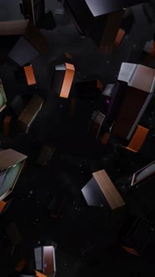 Retro Televisions Falling Down Technology Motion Background