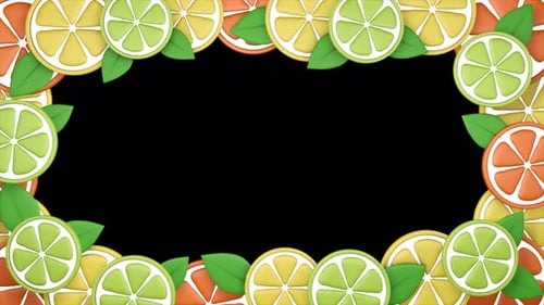 Citrus slices frame on a seamless loop