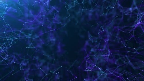 Abstract Blue Purple Network Connecting Dots Lines Loop