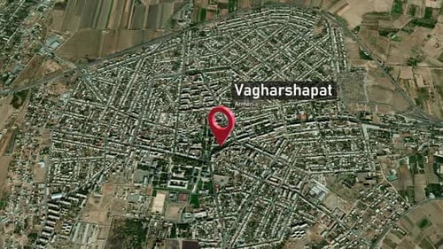 Plan de la ville de Vagharshapat Zoom (Arménie) de l'espace à la Terre