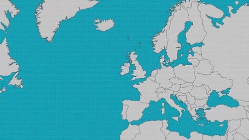 World Map Zoom to Ireland Highlight
