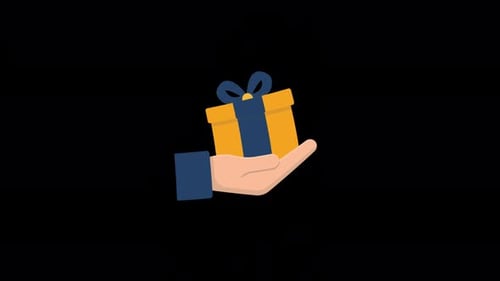 Flat Design Hand Presenting Gift Box Animation