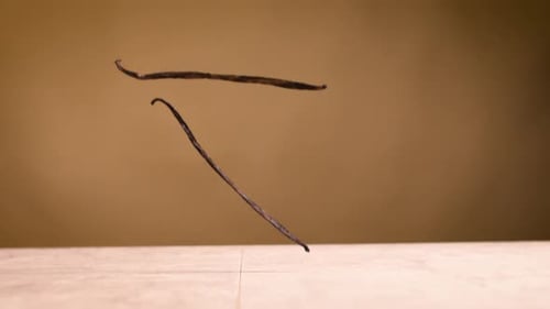 Vanilla Pod hitting the flour in super slow motion