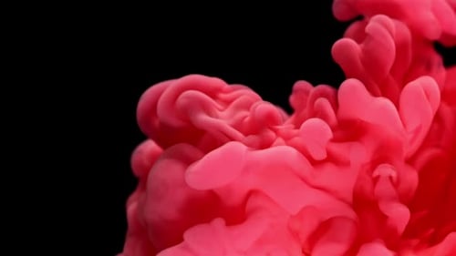 Red Ink Cloud Flowing in Water on Black Background