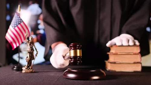 Gavel and American Flag Depicting Law and Order