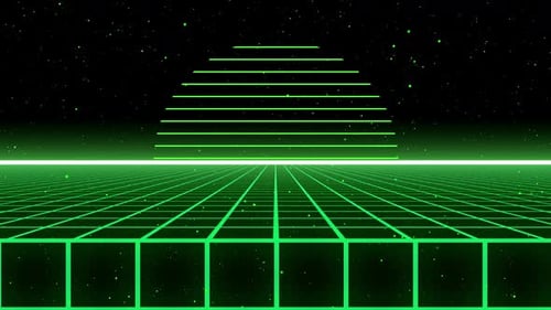 Retro Futuristic Synthwave Grid with Neon Sun Background