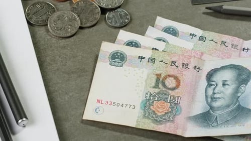 Detailed Close Up of 10 Yuan the Chinese Currency 10 Renminbi the Smallest Banknote Denomination of