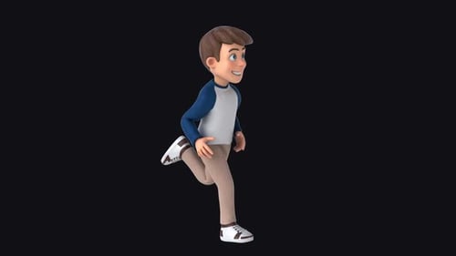 Fun 3D cartoon kid running (with alpha channel included)