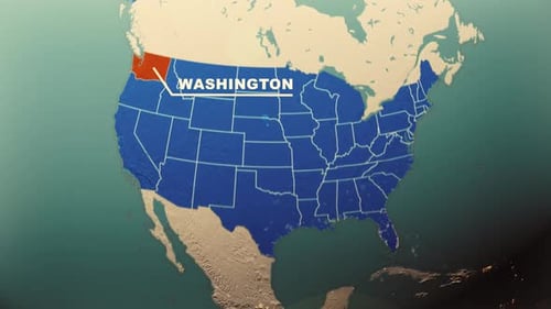 3D Earth Globe Map Zoom to USA State Highlight Title