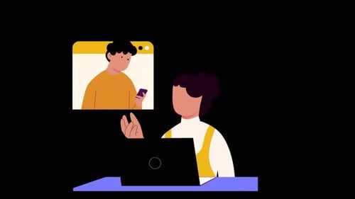 Modern Flat Design Animation of People on Video Call