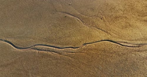Aerial Shot of Dry Water Source of Drought River