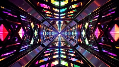 Futuristic Neon Cyberpunk Tunnel Loop with Vibrant Geometric
