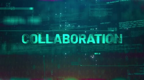 Futuristic Collaboration Text Reveal with Digital Data Glitch