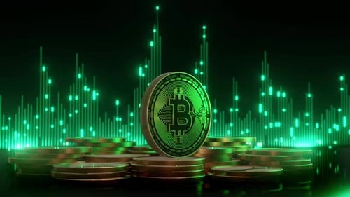 Bitcoin Coin Stacks with Green Data Visualization