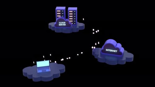 3D Looping Animation of Cloud Technology with Digital Data Connections.