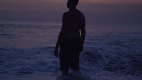 Pensive, Lonely Man Admire Sea in Evening, Super 240