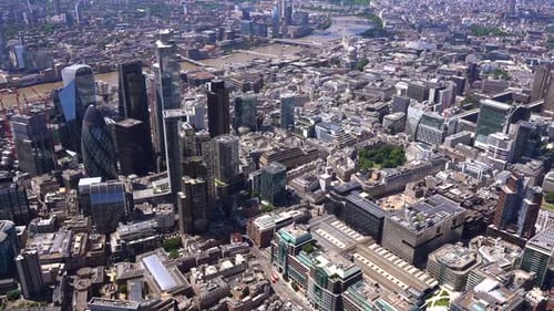 Spectacular Bird s Eye View of London s Historic Financial District Skyline