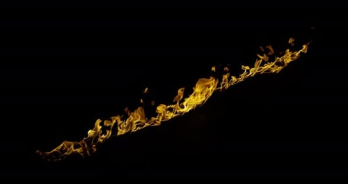 Ignite Collection: Flames jut out from a single line on a dark background, shot in 4k at 60fps