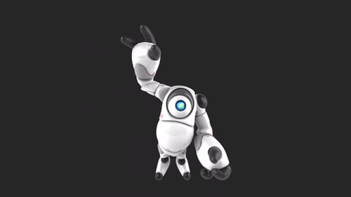 Fun 3D cartoon robot waving (with alpha channel)