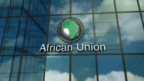 Concepto de construcción de vidrio de la Unión Africana