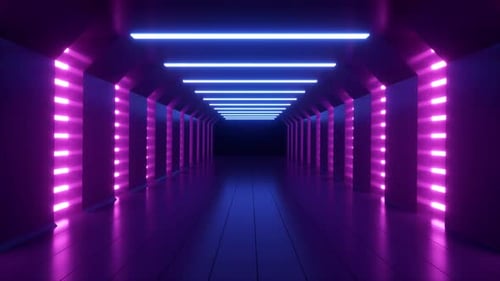 Glowing neon lines and tunnel