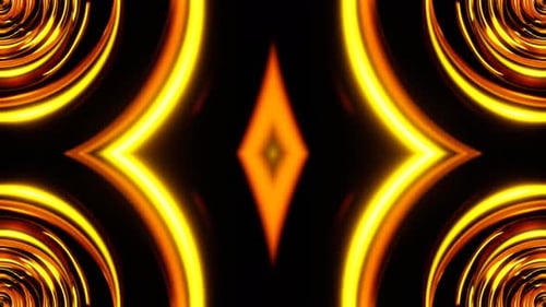 Goldener Hintergrund mit schwebenden Kreisen, Kaleidoskop-Hintergrund, VJ Loop, 4K