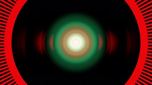 Hell Red With Green Abstract Vj Seamless Loop Rings In Space Background