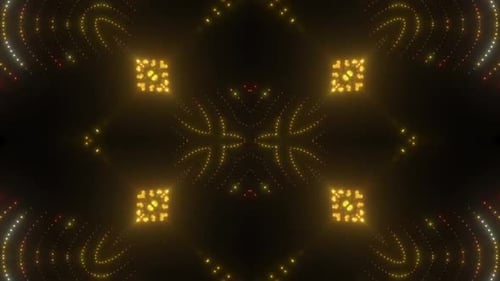 Abstract Glowing Dot Light Kaleidoscope Pattern Background