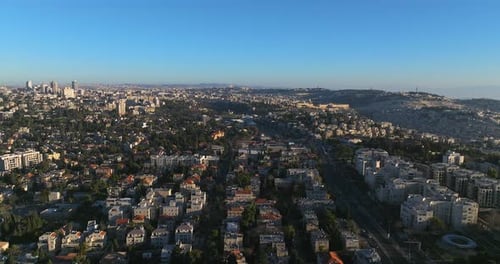 Aerial view of central Jerusalem city houses