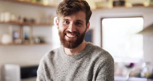 Man with Beard Smiling Indoors Portrait