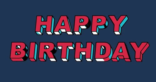 Happy Birthday Text Animation with Pop-Up 3D Effect
