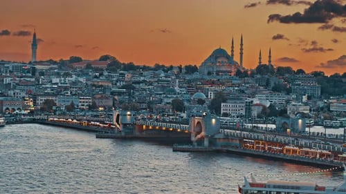 4 K Aerial Views Of Istanbul City And Ocean, Turkey