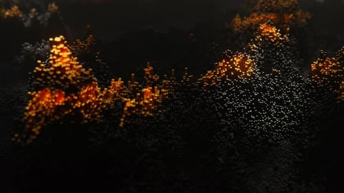 Abstract Seamless Loop Motion Graphics of Flying over Black and Gold Wavy Cubic Landscape