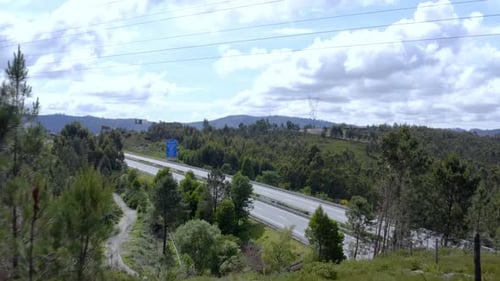 Aerial Shot of an Empty Freeway, Countryside