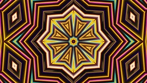 Vibrant Neon Geometric Kaleidoscope Abstract Loop Background