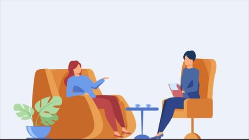 Flat Design Animation of Patient and Therapist Consultation