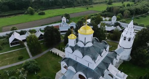 Suzdal Pokrovsky Monastery Orthodox Churches and Monasteries Aerial 2015
