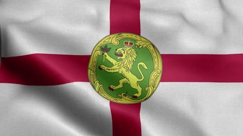 Alderney Flag Waving with Royal Lion Emblem