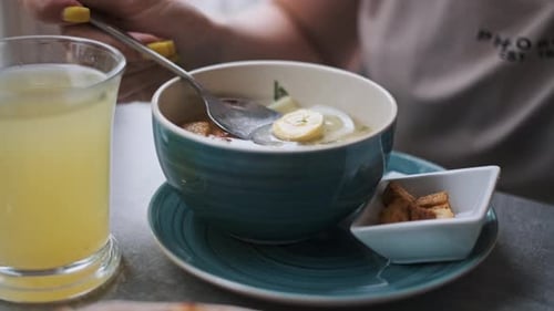 Enjoying Chicken Soup Cafe Lunch