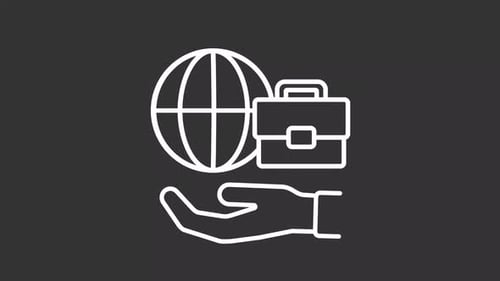 International business white line animation