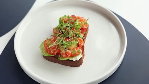 delicious salmon bruschetta in the restaurant