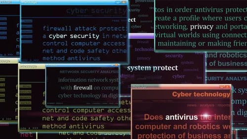 Animated Retro Operating System Message Windows with Cyber Security Text
