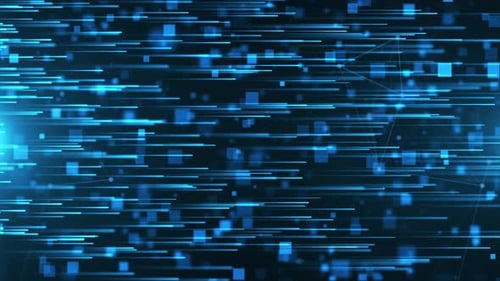 Abstract blue digital background. Visualization of big data particle flow or network connection. 4K