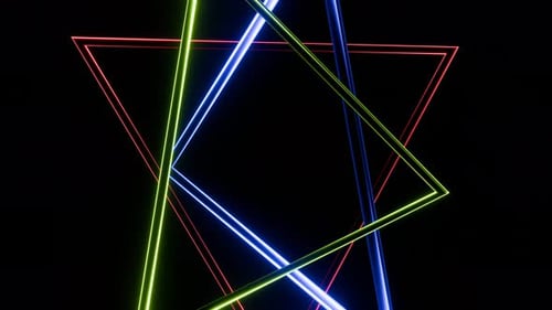 Abstract Neon Triangles Rotating Loop Background