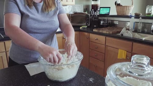 Preparing Flatbread on the Counter in the Residential Kitchen