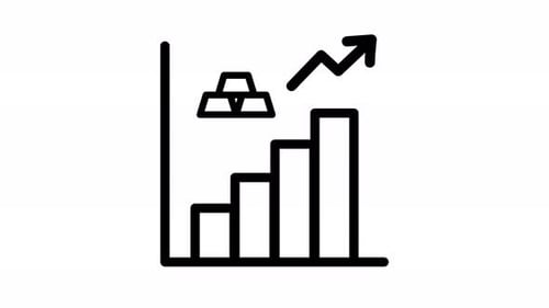 Animated Line Icon of Financial Growth with Gold Bars
