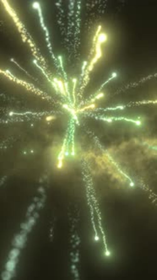 Radiant burst of glowing particles expanding in space